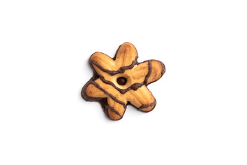 Shortbread cookies with chocolate isolated on white background.