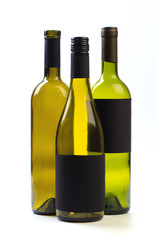 set of empty bottles of wine isolated on a white background - Image