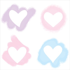 Watercolor hearts for valentines day, wedding anniversary template