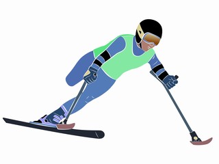 Fototapeta premium illustration of a invalid skier , vector drawing