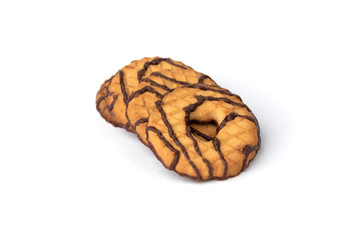 Shortbread cookies with chocolate isolated on white background.