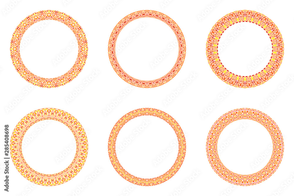 Poster geometrical floral circle set - round circular vector design elements on background