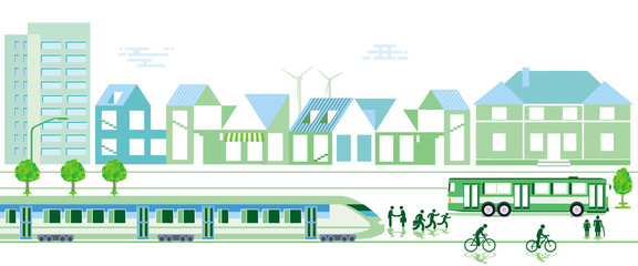 green city with local traffic,
