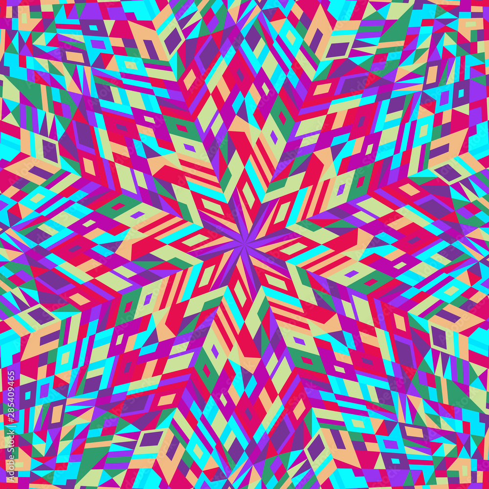 Poster Dynamic circular tile mosaic pattern background - abstract colorful vector graphic with geometric shapes