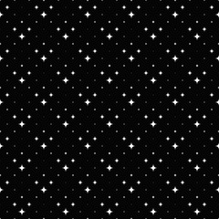 Black and white seamless star pattern background - monochrome abstract vector graphic