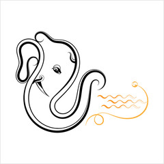 Ganesha The Lord Of Wisdom Calligraphic Style