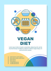 Diet brochure template layout. Vegetarian lifestyle flyer, booklet, leaflet print design with linear illustrations. Vector page layouts for magazines, annual reports, advertising posters