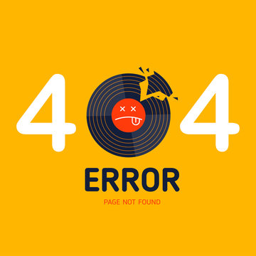 404  error page not found vector vinyl music broken graphic background