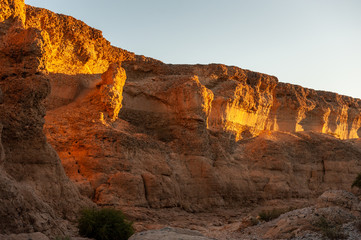 Fototapeta na wymiar Impression of Sesriem Canyon, in the Hardap region of Namibia, during sunset.