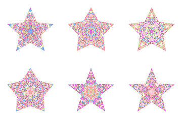 Obraz premium Isolated triangle star symbol collection - polygonal geometrical geometric ornamental vector designs elementss with mosaic triangles