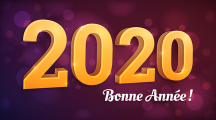 Bonne Ann&eacute;e 2020, carte de voeux.