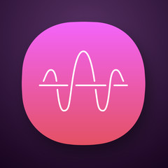 Soundwave app icon. UI/UX user interface. Function, axis. Music rhythm frequency. Digital sound, audio wave. Voice recording, radio signal sign. Web or mobile application. Vector isolated illustration