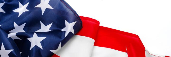 USA flag on a white background. United States. Concept Memorial Day, Independence Day, July 4th....