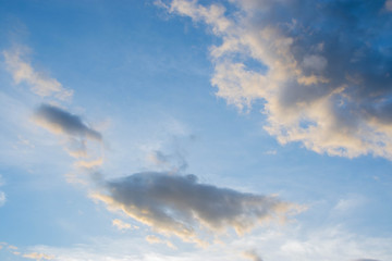 Sunset And a gray cloud with a blue sky