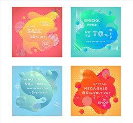 Sale poster fluid modern style promotion discount price and colorful concept with space for your text. vector illustration