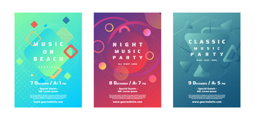 Music party poster concert festival geometry colorful background and halftone design with space for your text. vector illustration