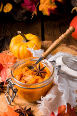 an autumnal rustic Canned Pumpkin,