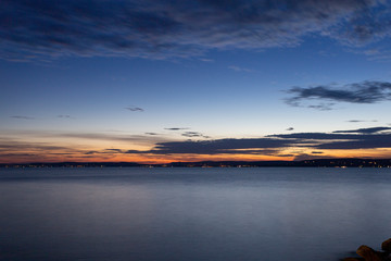 Fototapeta na wymiar Sunset at lake Balaton in Balatonfoldvar, Hungary.