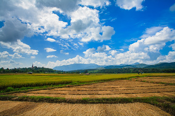 The agricultural landscape and natural mountains of the green season in Thailand