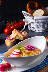 The perfect Bavarian obazda with radishes and onions