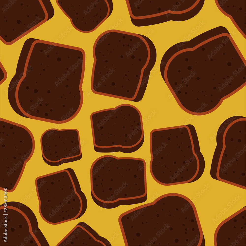 Poster burnt bread pattern seamless. spoiled toasted toast background. food vector texture