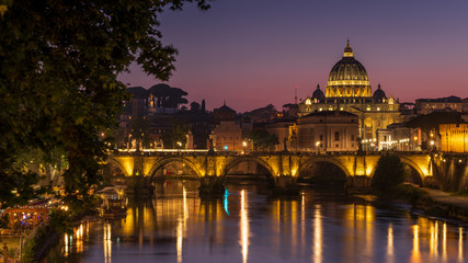 View of the Tiber, Vatican, and the Saint Angelo bridge.