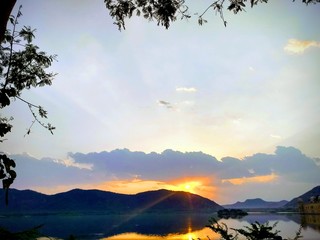 sunset in mountains