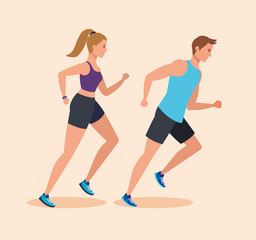 woman and man running to practice sport