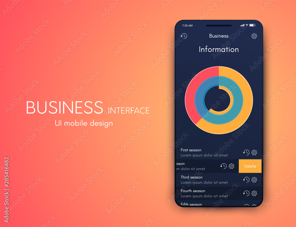 Poster mobile application interface. ui design, stock vector