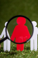 Human resource management and recruitment business concept. Paper cut of people on the green...