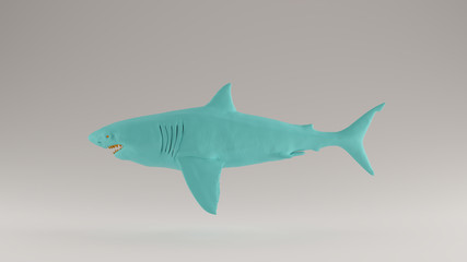 Gulf Blue Turquoise and Orange Great White Shark Left View 3d 