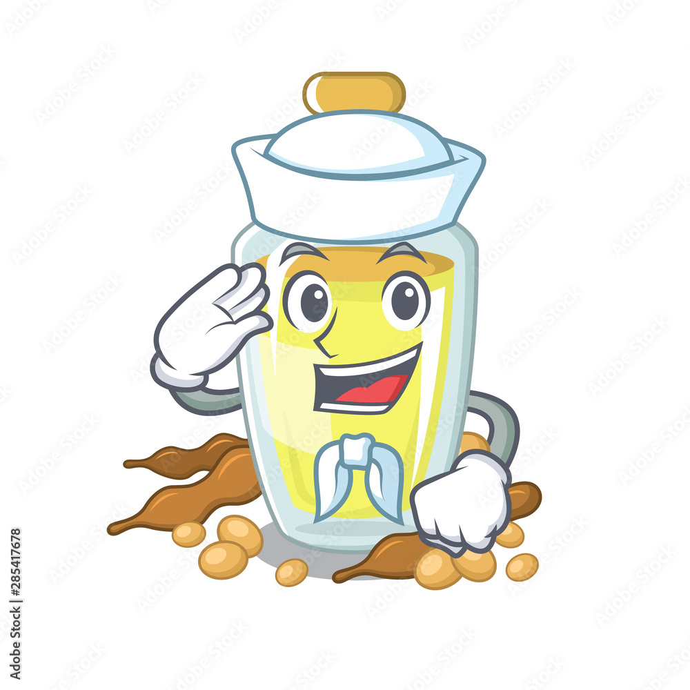 Wall mural Sailor soybean oil put in cartoon bottle