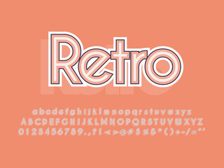 Retro font and alphabet. Stock vector illustration