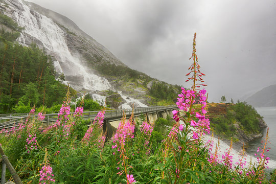 Waterfall Langfoss( Etne) , Norway