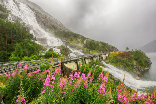 Waterfall Langfoss ( Etne), Norway