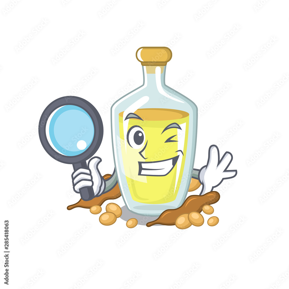 Sticker Detective soybean oil in a mascot bowl