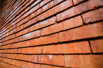 red brick wall with white stain
