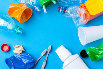 Environmental conservation concept - garbage prepared for recycling