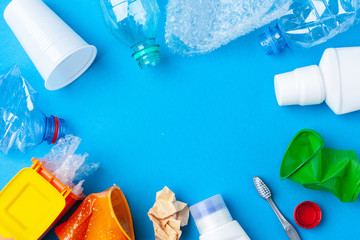 Environmental conservation concept - garbage prepared for recycling