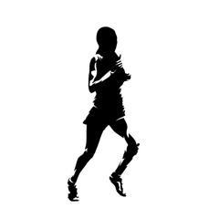 Fototapeta na wymiar Running woman, abstract ink drawing isolated vector silhouette. Run