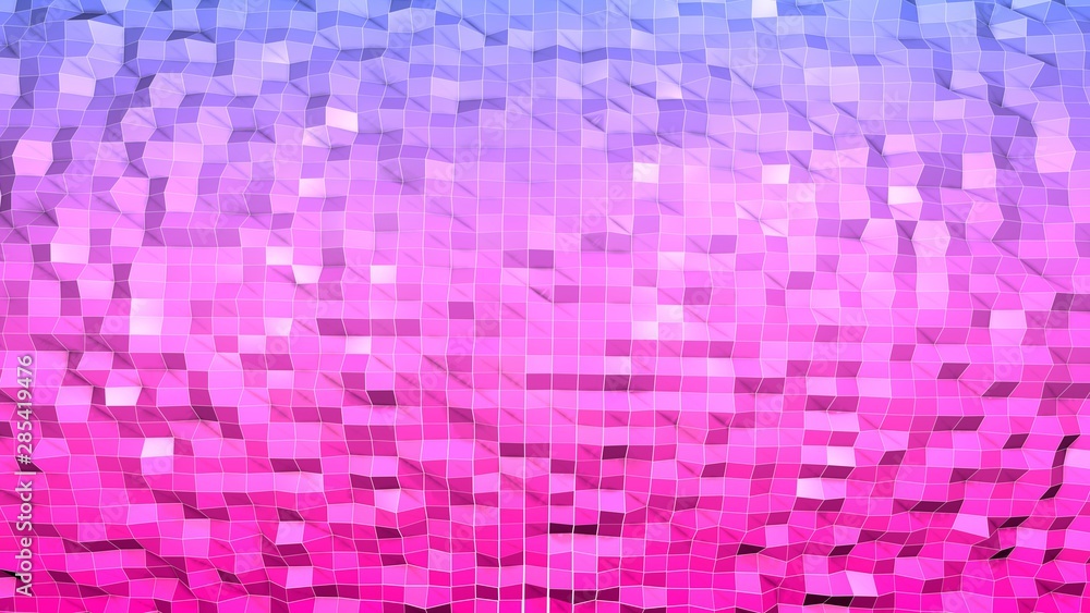 Aufkleber 3d rendering of low poly background with 3d objects and modern gradient colors blue red violet.