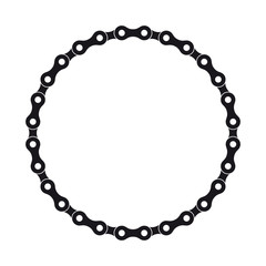 Vector black circle created from bike chain. Isolated on white background.