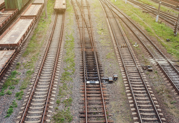 Fototapeta na wymiar Railway station. Industrial landscape with railroad.
