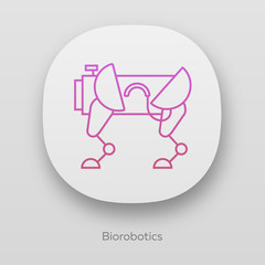Biorobotics app icon. Dog-like robot. Robotic innovation technology. Copying body movements. Bioengineering. UI/UX user interface. Web or mobile applications. Vector isolated illustrations