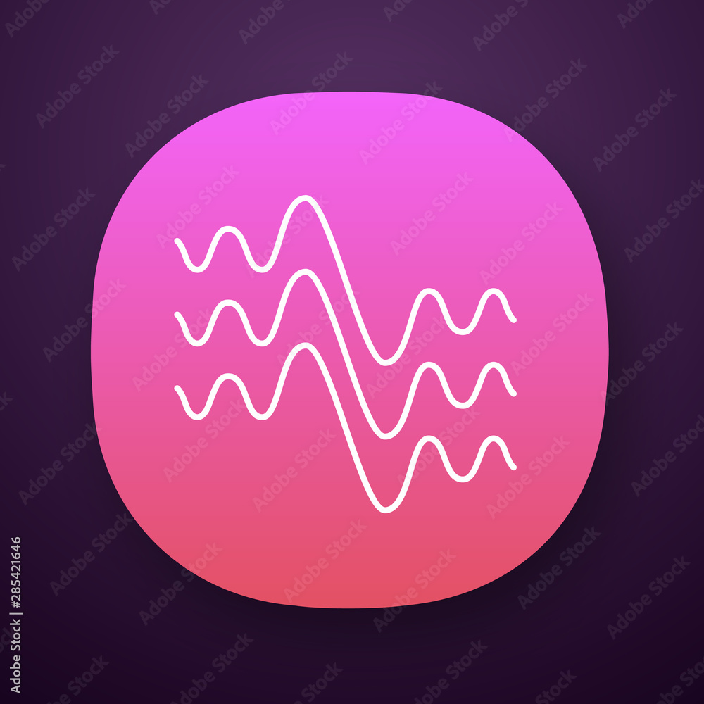 Poster flowing wavy lines app icon. fluid parallel soundwaves. sound, audio waves. abstract organic wavefor