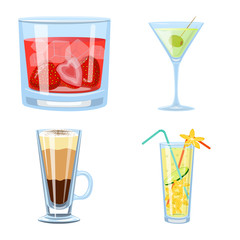 Vector illustration of cocktail and drink sign. Set of cocktail and ice stock vector illustration.