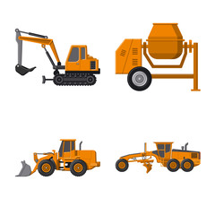 Isolated object of build and construction logo. Set of build and machinery vector icon for stock.