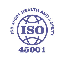 ISO 45001 stamp sign - occupational health and safety standard