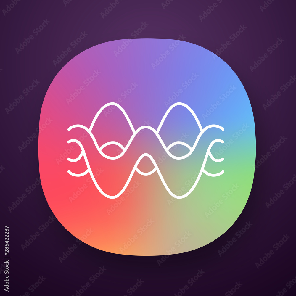 Poster overlapping waves app icon. abstract energy, synergy flow waveform. fluid, organic waves, soundwaves
