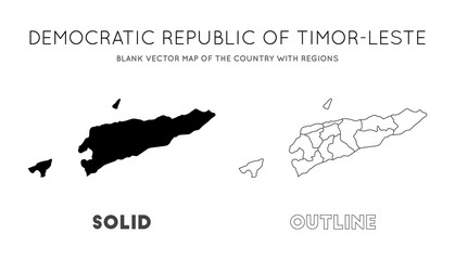 Timor-Leste map. Blank vector map of the Country with regions. Borders of Timor-Leste for your infographic. Vector illustration.